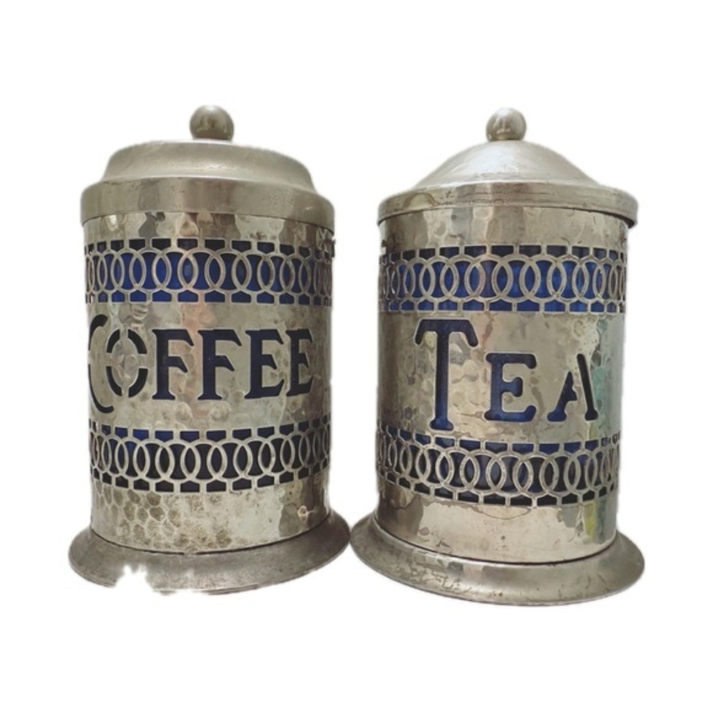 Vintage Hammered Silver Coffee and Tea Canisters